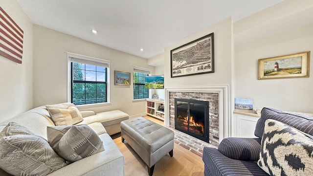 living room with light hardwood / wood-style floors