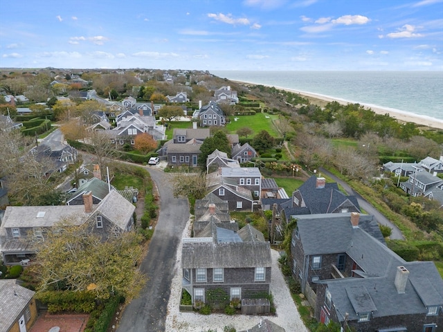 aerial view featuring a beach view and a water view