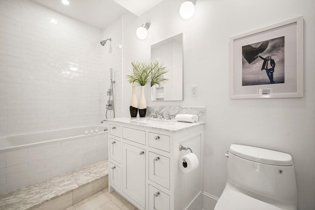 130 Mount Auburn St Unit 310, Cambridge, MA 02138 - full bath featuring vanity, tiled shower / bath, and tile patterned floors