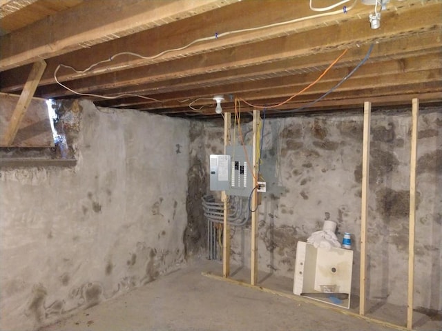 basement with electric panel