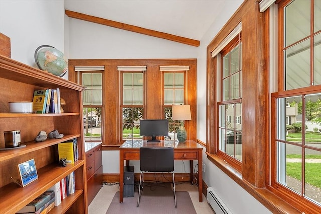 14 Glendale Ave, Melrose, MA 02176 - office with lofted ceiling and a baseboard heating unit