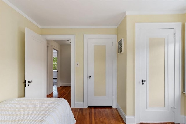 14 Glendale Ave, Melrose, MA 02176 - bedroom featuring dark wood-type flooring, baseboards, and ornamental molding