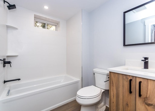15 Alder St Unit A, Waltham, MA 02453 - full bath with vanity, bathtub / shower combination, wood finished floors, and recessed lighting