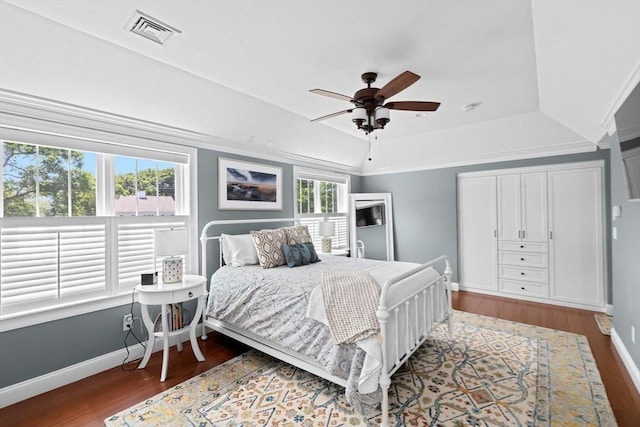 260 Beaver Dam Rd, Scituate, MA 02066 - bedroom with a raised ceiling, wood finished floors, and ceiling fan