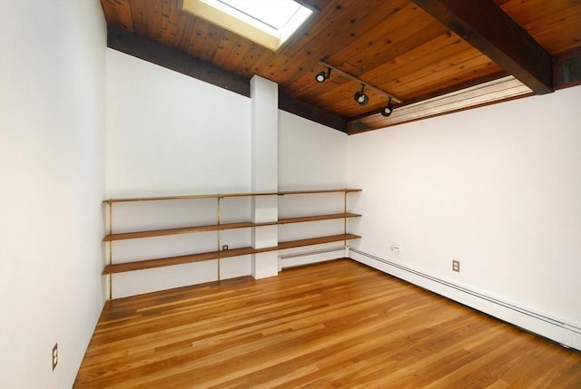 201 Annursnac Hill Rd, Concord, MA 01742 - unfurnished room with track lighting, a skylight, wood finished floors, and wooden ceiling