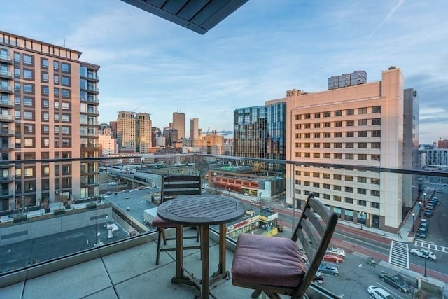 balcony with a view of city