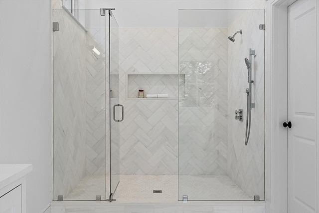 bathroom with a stall shower