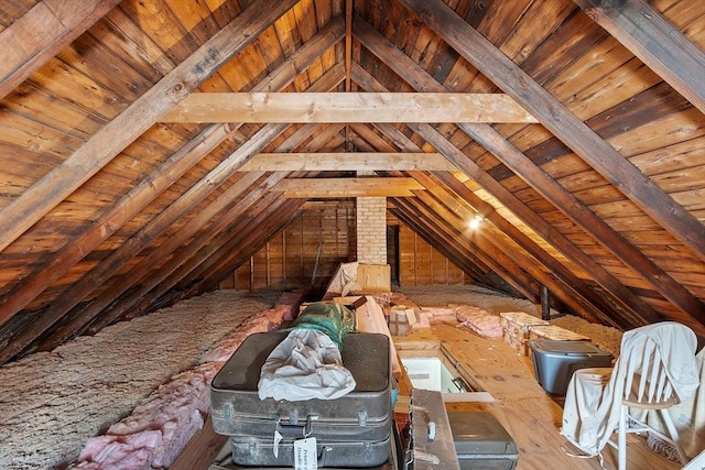 view of unfinished attic