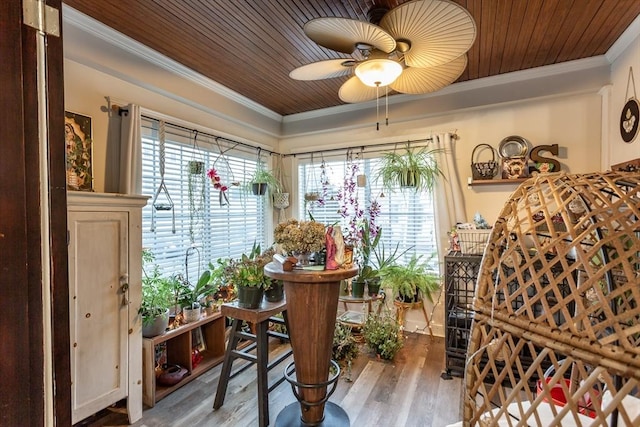 sunroom with ceiling fan