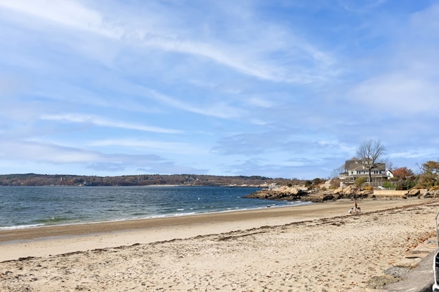 view of water feature featuring a beach view