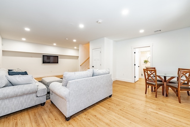 living room with light wood-type flooring