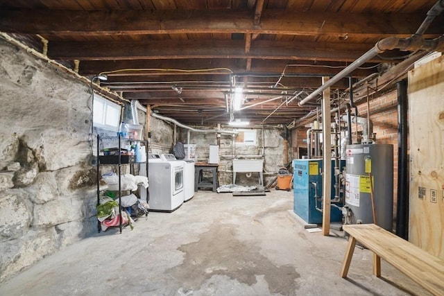 5 Ellington Rd, Quincy, MA 02171 - below grade area featuring water heater, washer and dryer, and a heating unit