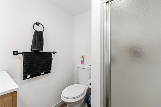 115-117 Clare Ave, Boston, MA 02136 - full bathroom featuring vanity, a shower stall, toilet, and baseboards