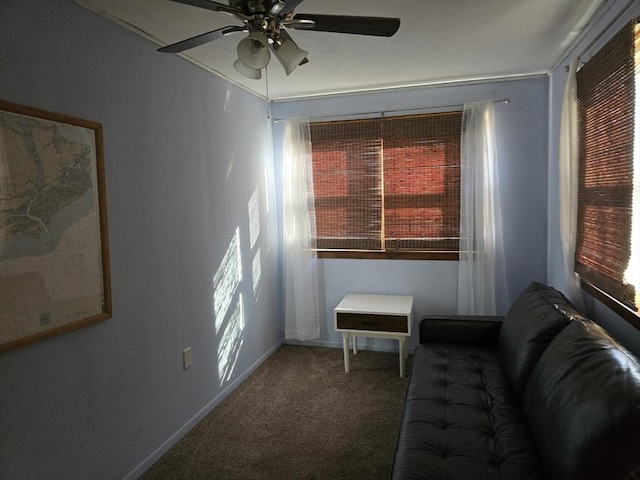 68 Lake Shore Dr, West Brookfield, MA 01585 - sitting room with a ceiling fan and carpet