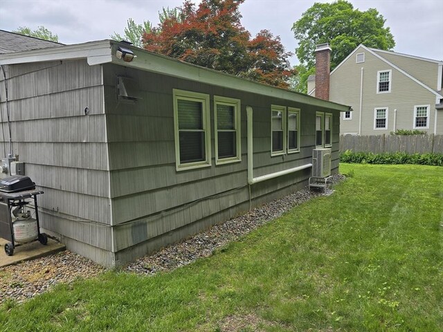 68 Lake Shore Dr, West Brookfield, MA 01585 - view of home's exterior featuring a central air condition unit and a chimney