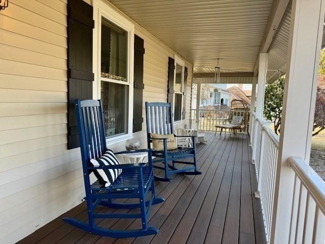 wooden deck with covered porch