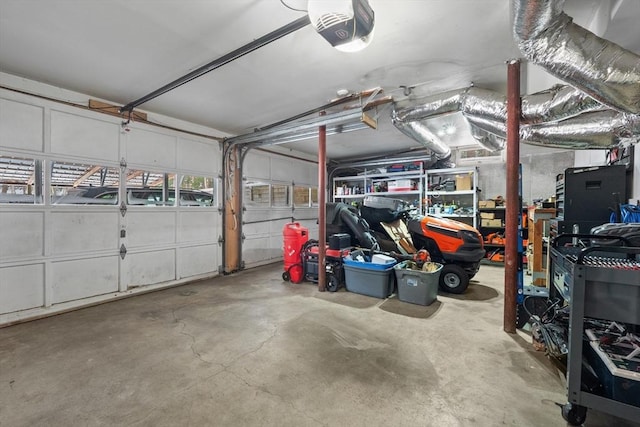 garage with a garage door opener