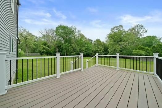 368 King St, Hanover, MA 02339 - wooden deck featuring a lawn
