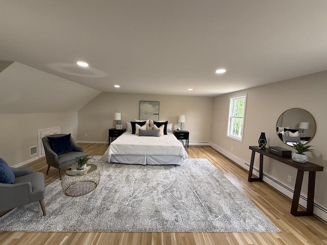 368 King St, Hanover, MA 02339 - bedroom featuring wood finished floors, recessed lighting, baseboards, and vaulted ceiling