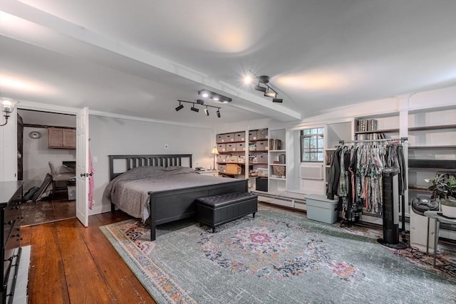 43 Mill Rd, North Andover, MA 01845 - bedroom with hardwood / wood-style flooring, track lighting, and a baseboard radiator