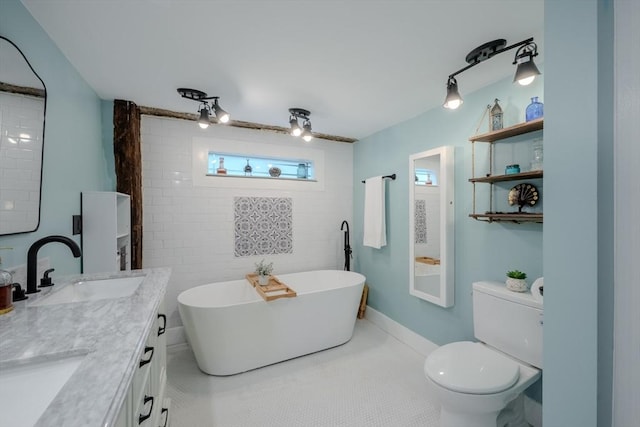 43 Mill Rd, North Andover, MA 01845 - full bath with a freestanding bath and double vanity