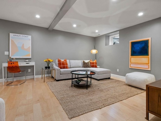 living room with hardwood / wood-style flooring