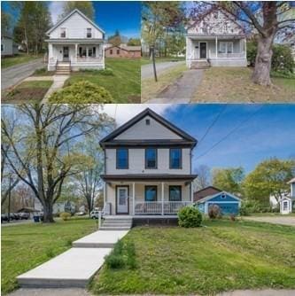 bungalow featuring a porch and a front yard