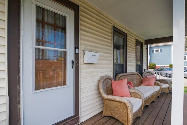 wooden terrace with covered porch
