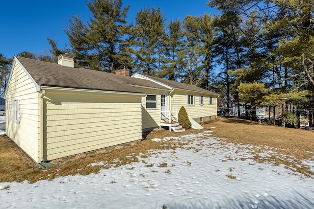 view of snow covered exterior