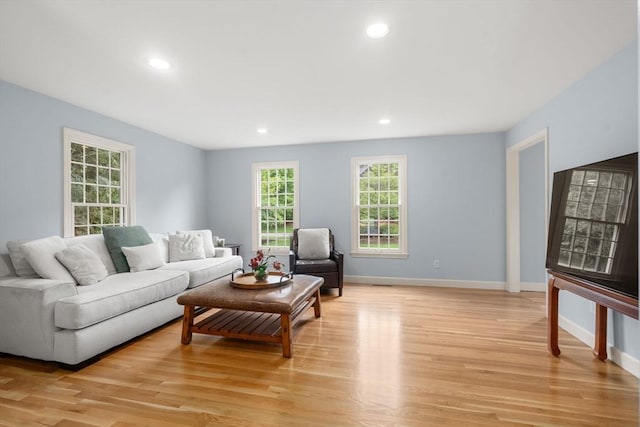 7 Cider Hill Ln, Sherborn, MA 01770 - living room with light wood finished floors, recessed lighting, and baseboards