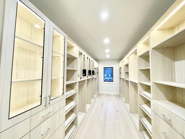 walk in closet featuring light hardwood / wood-style floors