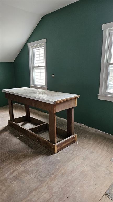 21 Morey St, Attleboro, MA 02703 - game room with vaulted ceiling, wood finished floors, and baseboards