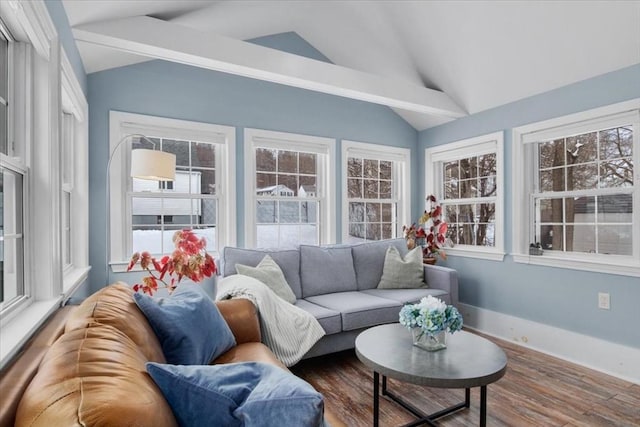 sunroom with vaulted ceiling