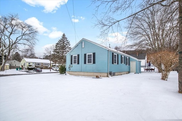 view of snow covered exterior