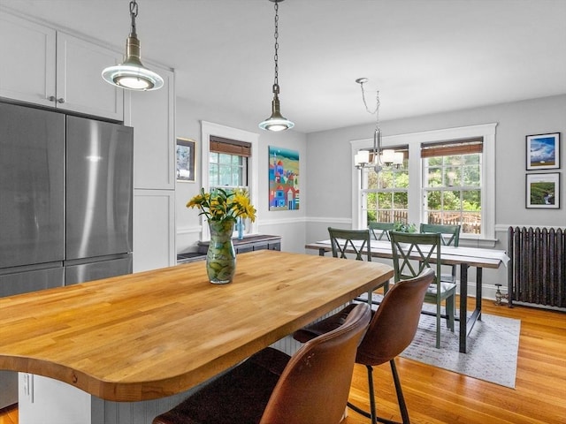 20 Humphrey St, Wakefield, MA 01880 - dining area featuring radiator, plenty of natural light, and light wood-style floors