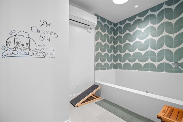 191 Washington St Unit 308, Boston, MA 02135 - full bath featuring a wall mounted air conditioner and a tub