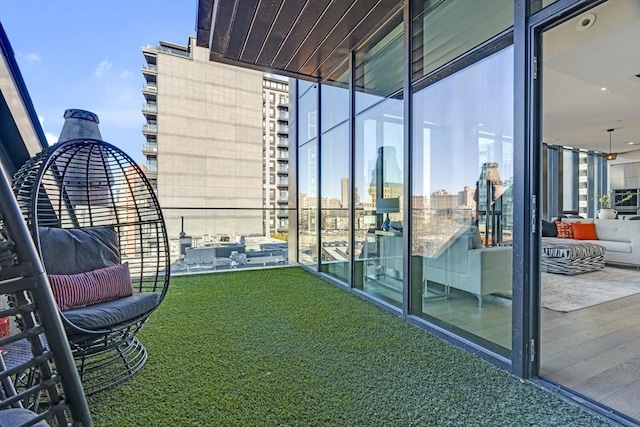 balcony with a view of city