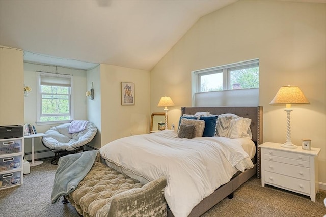 5 Rollie Shepard Dr, Millbury, MA 01527 - carpeted bedroom featuring vaulted ceiling, baseboard heating, and a baseboard heating unit