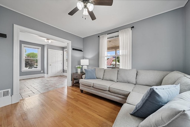30 Edge Hill Rd, Lynn, MA 01904 - living area with a ceiling fan, wood finished floors, and baseboards