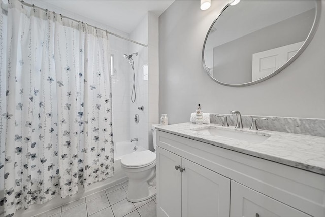 30 Edge Hill Rd, Lynn, MA 01904 - bathroom featuring vanity, shower / bath combo with shower curtain, toilet, and tile patterned floors