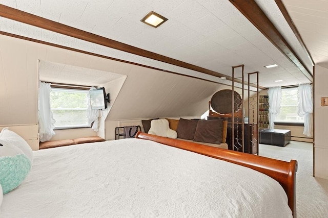 82 Brickel Rd, Stoughton, MA 02072 - bedroom featuring carpet floors, beamed ceiling, multiple windows, and a baseboard radiator