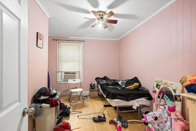 39 Worcester St, Southbridge, MA 01550 - bedroom with wood finished floors, cooling unit, ornamental molding, and ceiling fan