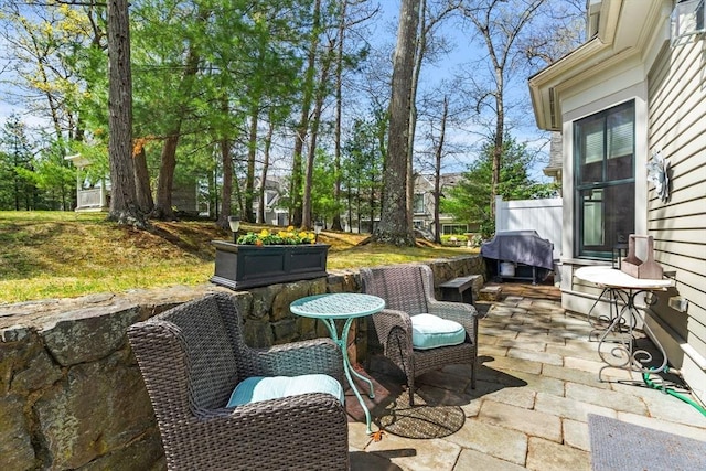 view of patio with area for grilling