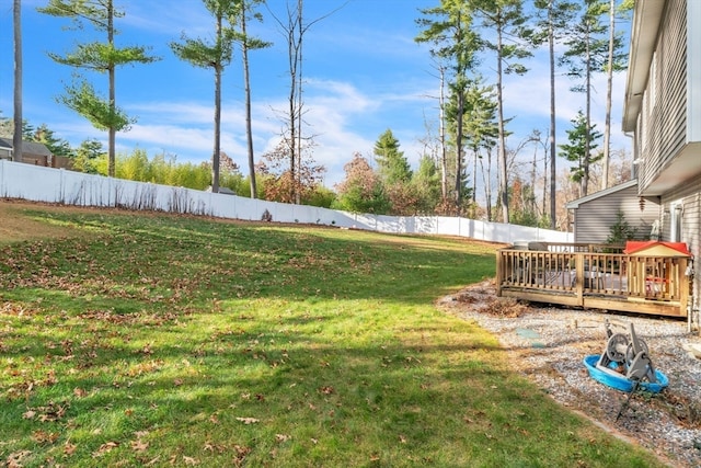 view of yard featuring a deck