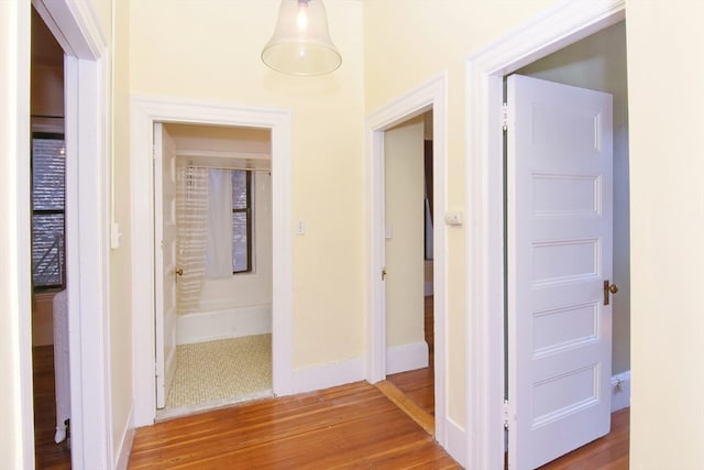 hall featuring hardwood / wood-style floors