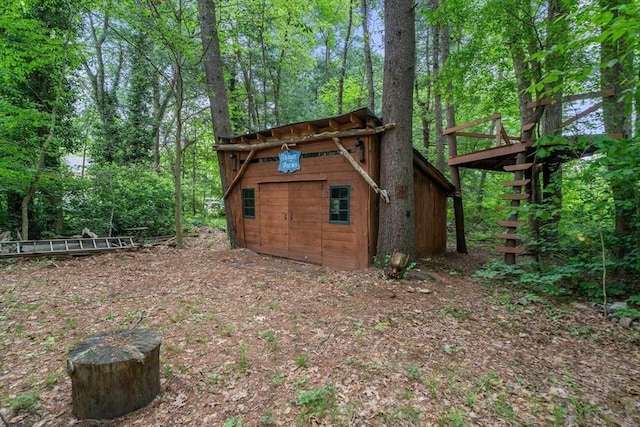 181 Thayer Farms Rd, Attleboro, MA 02703 - view of outbuilding featuring a forest view