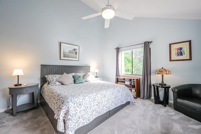 9 Country Club Ln Unit A, Milford, MA 01757 - bedroom with carpet, high vaulted ceiling, and ceiling fan