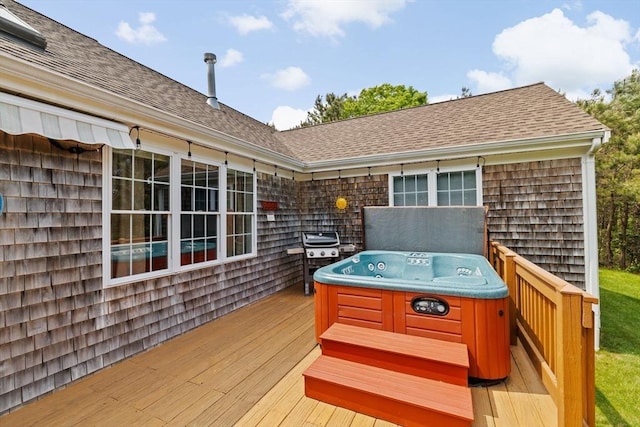 11 Quashnet Woods Dr, Mashpee, MA 02649 - wooden deck featuring a hot tub and area for grilling