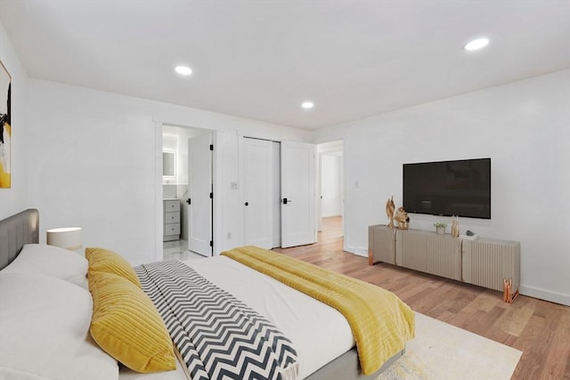 11 Adams St, Foxboro, MA 02035 - bedroom with recessed lighting, baseboards, connected bathroom, and wood finished floors