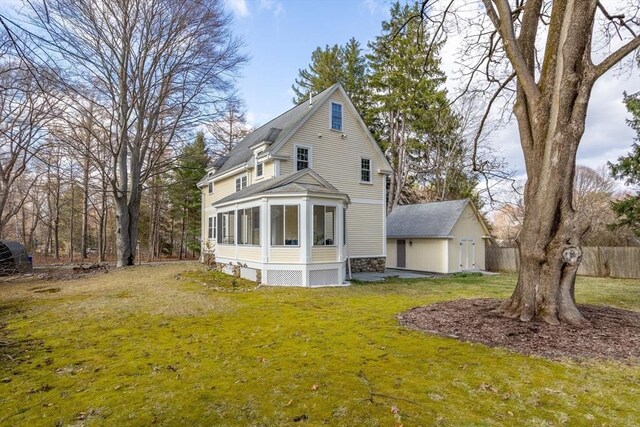 301 Old Billerica Rd, Bedford, MA 01730 - back of house featuring a sunroom